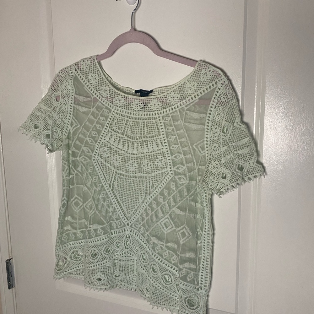 Elegant Lace Women Top in Mint Green